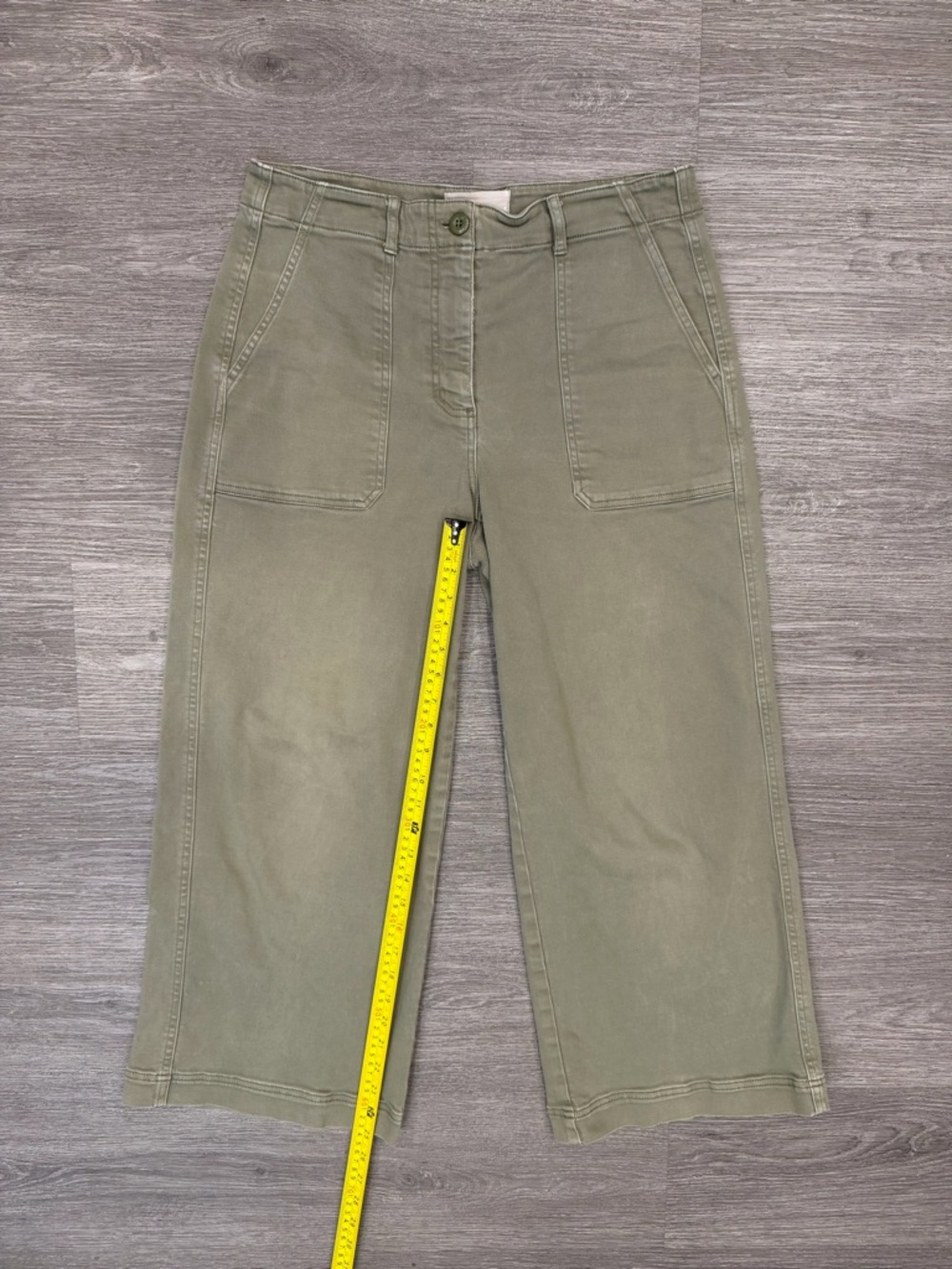 Everlane Olive Green Utility Pants with Front Button Size 8 - Picture 6 of 8